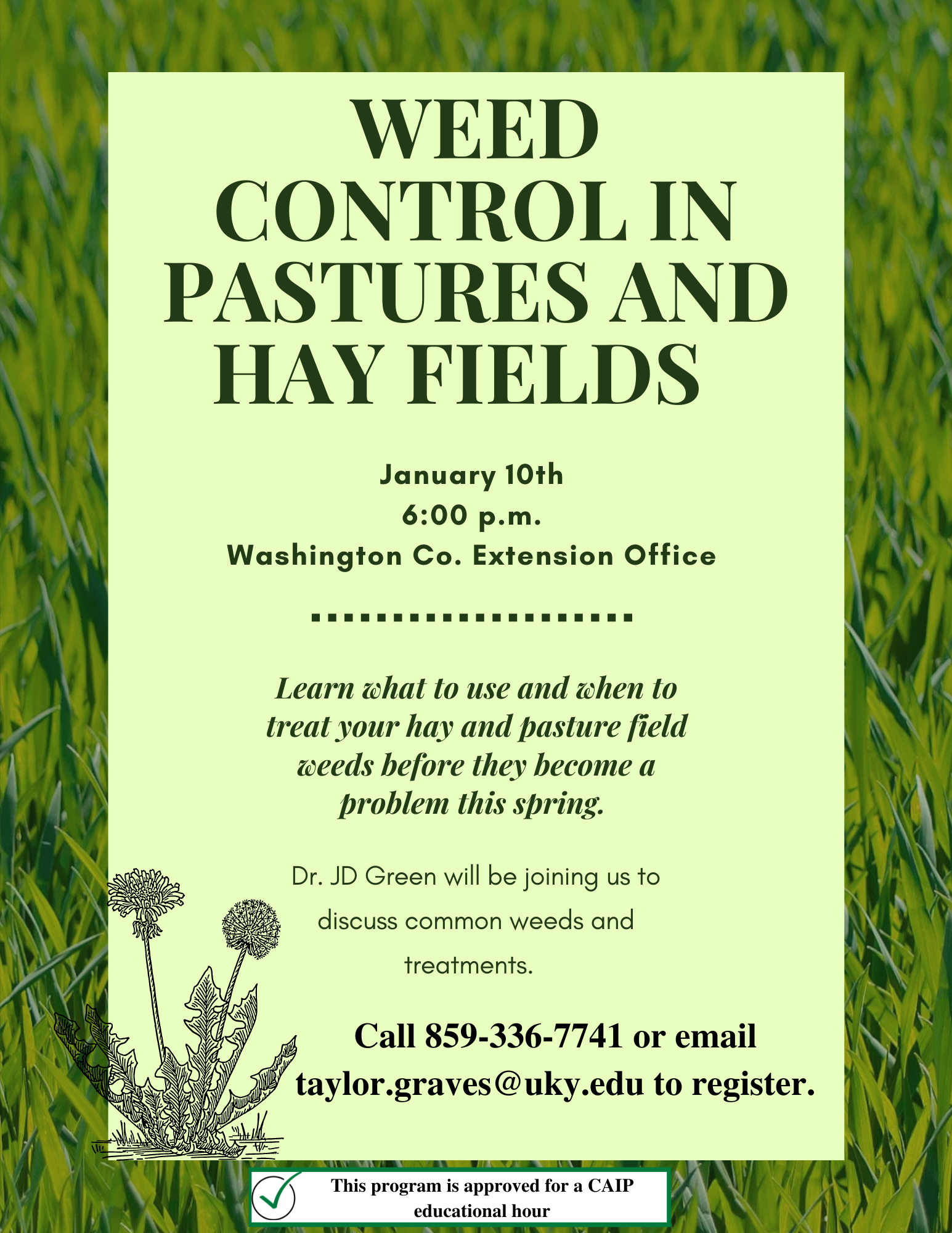 Weed Control in Pastures and Hay Fields