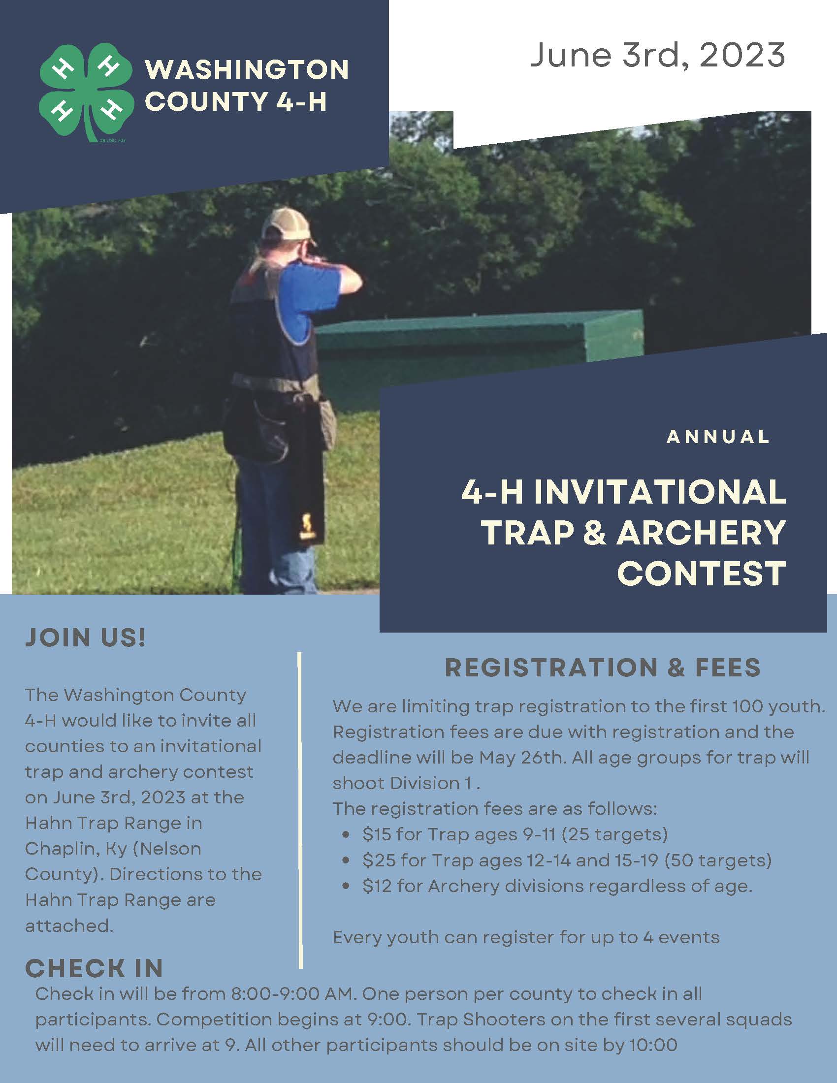 Join us at our 4-H Invitational Trap and Archery Tournament Contest!