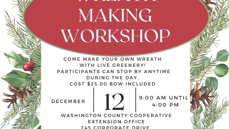 Wreath Making Workshop Flyer - times, dates, cost